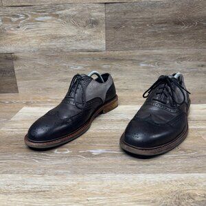 Kenneth Cole Elite Class Gray/Black Leather Wingtip Oxford Shoes Men's Size 10.5
